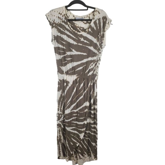 Young Fabulous & Broke Dresses & Skirts - Young Fabulous & Broke Maxi Dress Small Womens Cap Sleeve Crew Neck Brown White